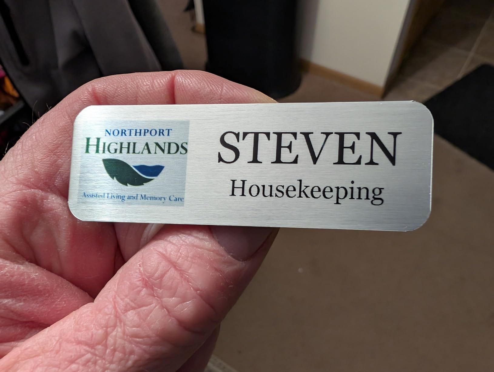 name tag with logo