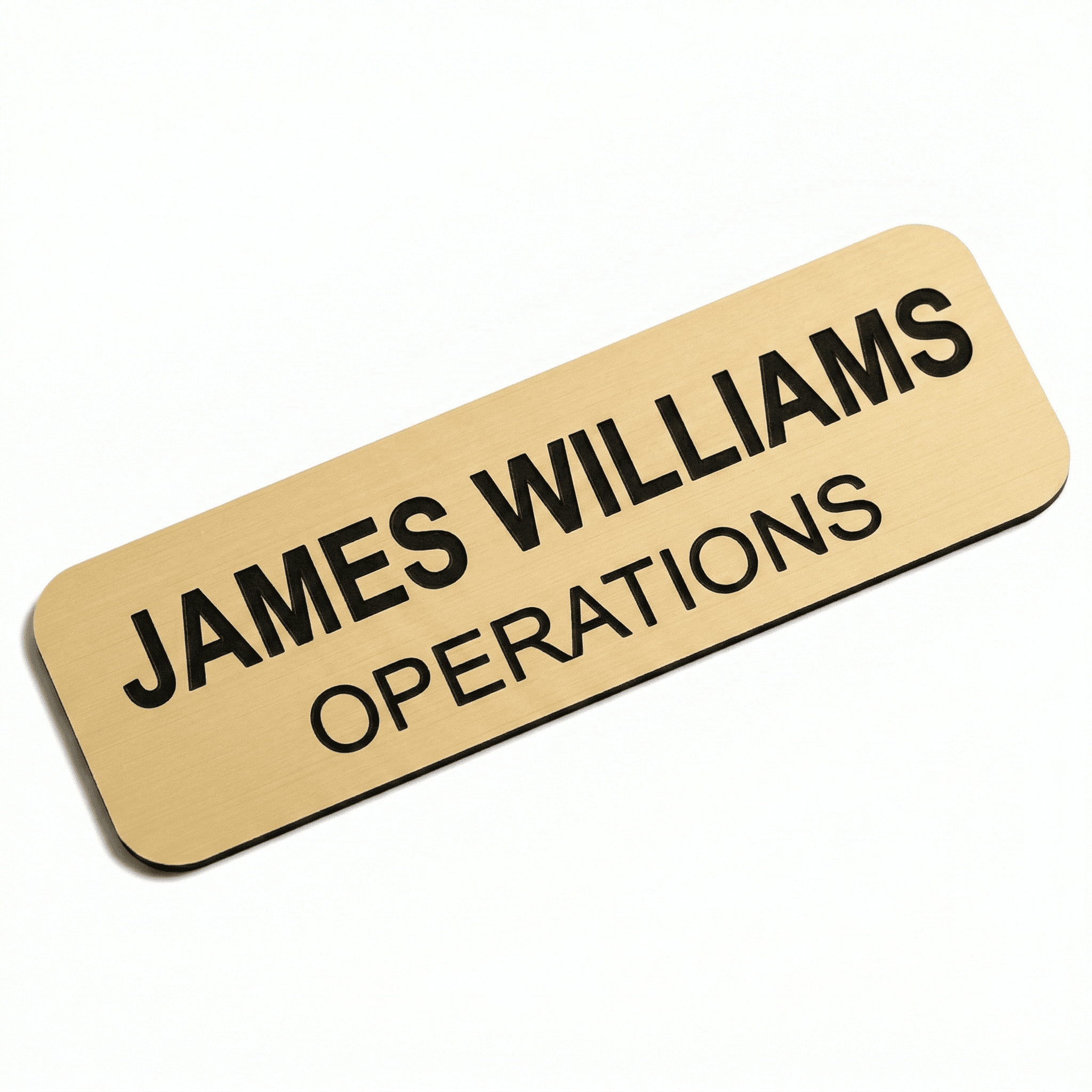 Custom engraved name tags gold black