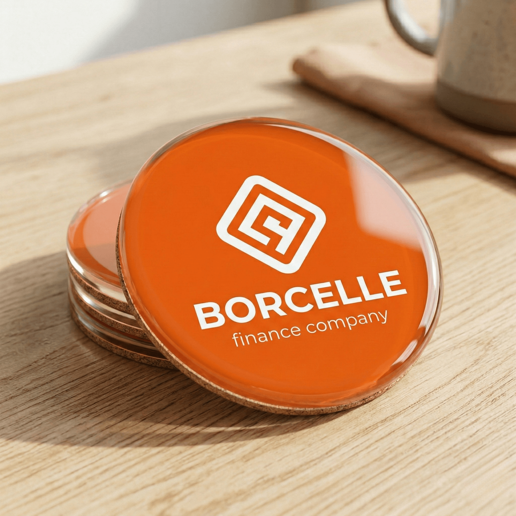 Bulk Custom Coasters with Logo - Personalized Acrylic Drink Coasters with Cork - Branded Promotional Merchandise for Business Giveaways and Corporate Gifts 3 custom coasters