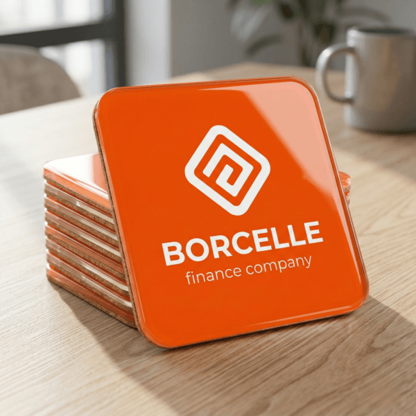 Personalized Drink Coasters for Business – Bulk Custom Logo Clear Acrylic with Non-Slip Cork Backing – Durable Promotional Merchandise