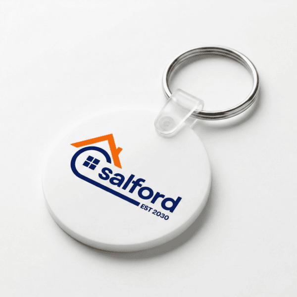 Custom NFC Keychains with Logo – Programmable White Round Acrylic Tags – Bulk Digital Business Cards for Networking